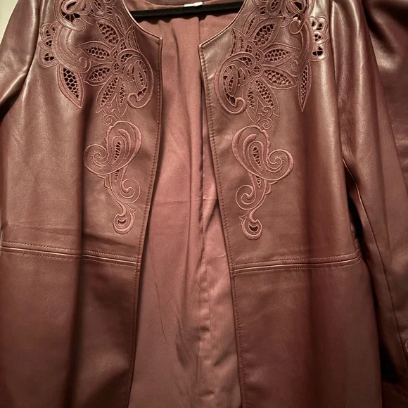 Chico’s Women's Embroidered Leather Jacket and leather pants set - Picture 3 of 5